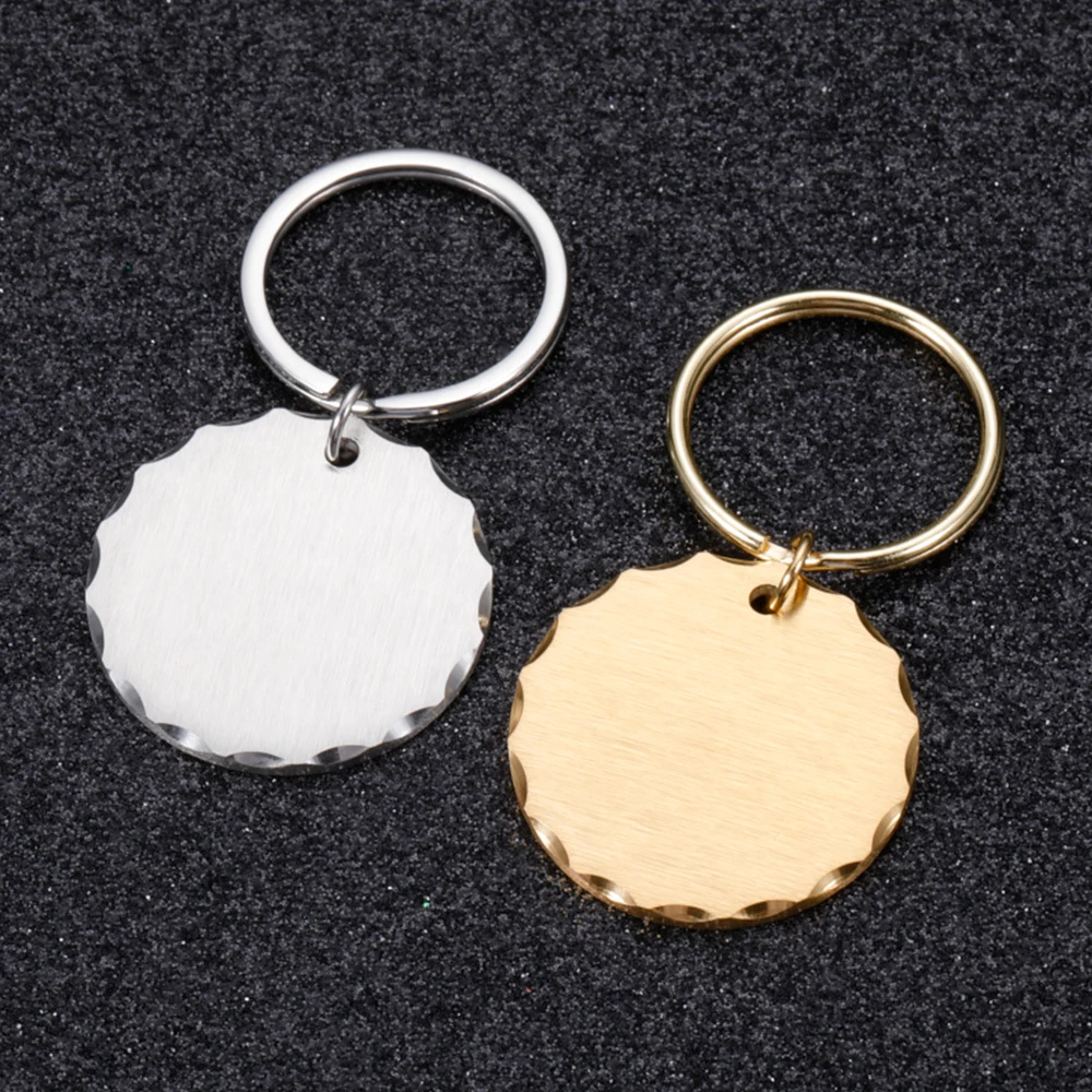 600 pcs Embossing Round Keychain Pet ID Tag Anti-lost Personalized Cat Puppy Collar Accessories Custom Plate Key Chain Ring