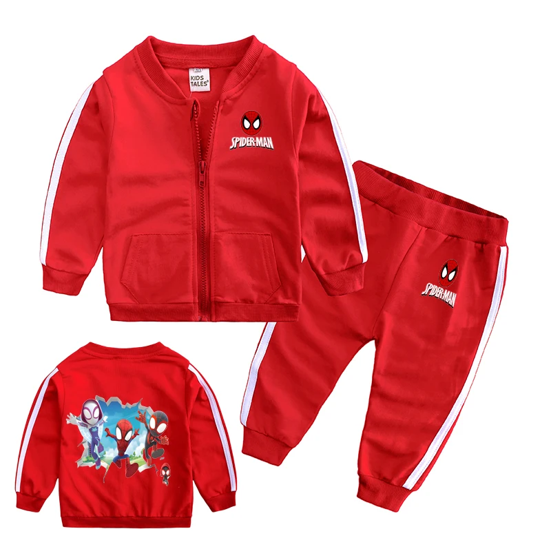 طقم بلوزات عصرية للأطفال مطبوعة من Marvel Spiderman، هوديي كاجوال برقبة دائرية وسراويل طويلة مكونة من قطعتين للأولاد والبنات #4