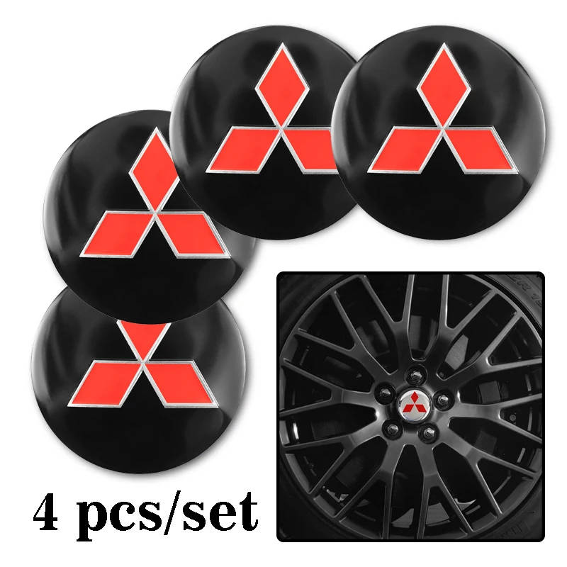 

4Pcs Car Wheel Stickers 56mm Auto Center Hub Cap Decal For Mitsubishi Lancer Ralliart ASX Mirage Pajero Xpander Attrage L200
