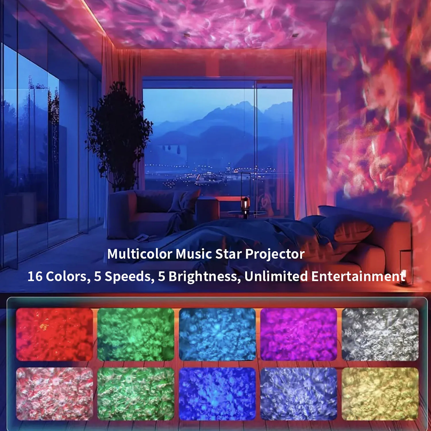 Lámpara de cuenco pequeño de cristal aurora, lámpara de atmósfera decorativa, luz nocturna colorida, música, estrella, cielo, lámpara de proyección, regalos