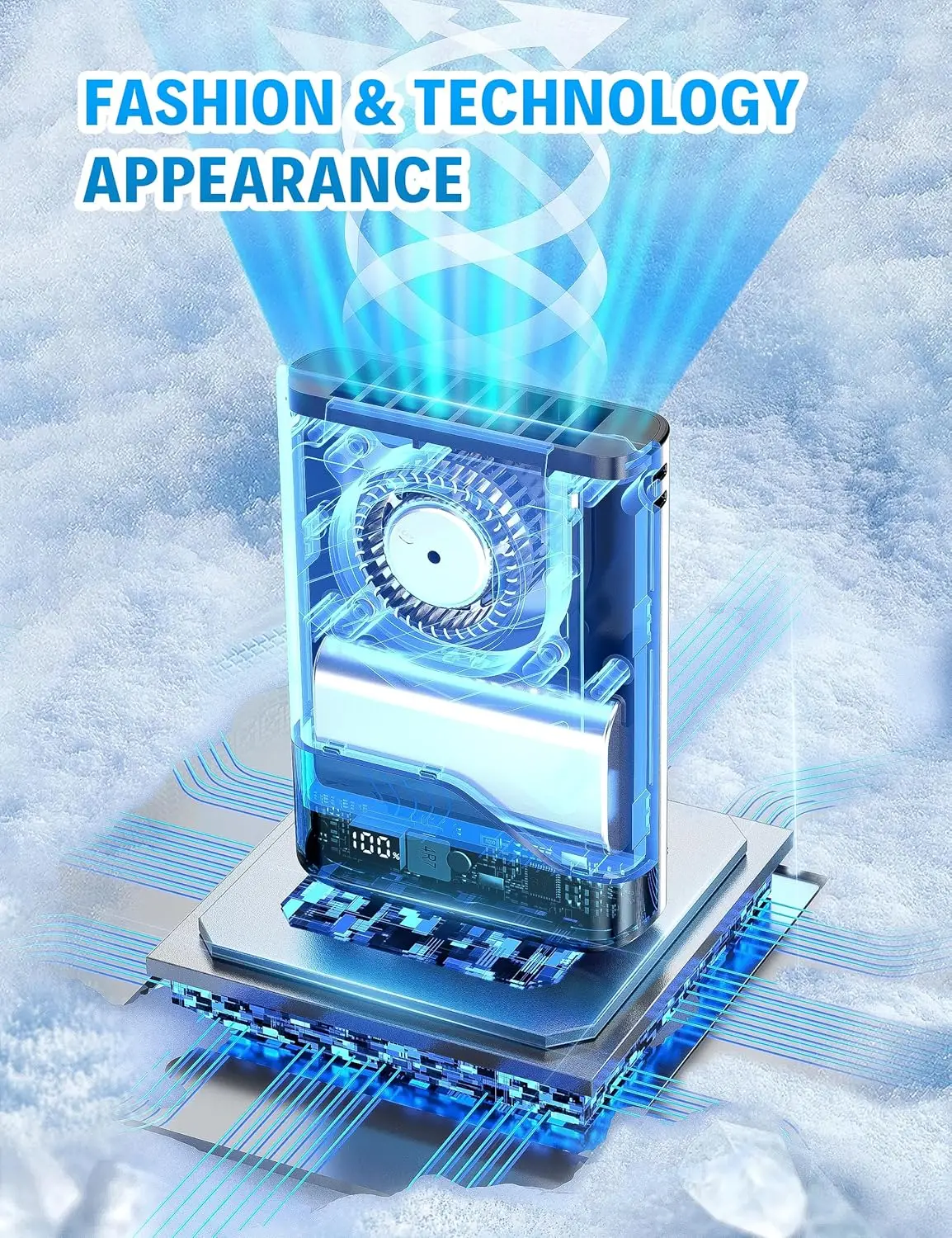 2026 New Upgrade Grelife 2025 AI Portable Waist Fan Rechargeable With LED Display & 40H Runtime,5 Speed 10000RPM Cooling Persona