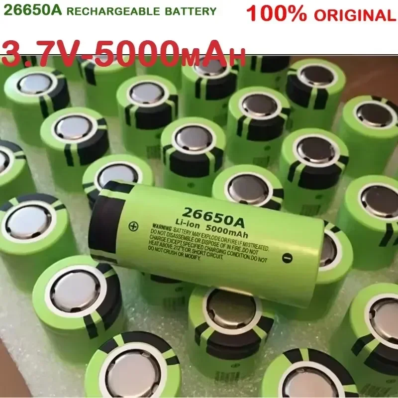 

New 100% original 26650 lithium battery 26650A, 3.7V 5000mAh large capacity rechargeable battery for strong light flashlights