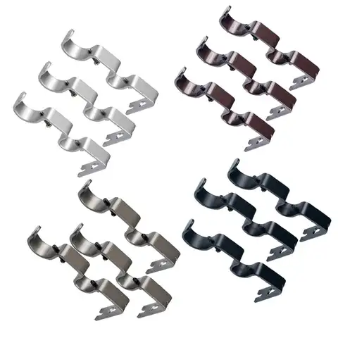 Heavy Duty Curtain Pole Bracket Double Curtain Rod Holder Set for Curtain Rods with Mounting Hardware