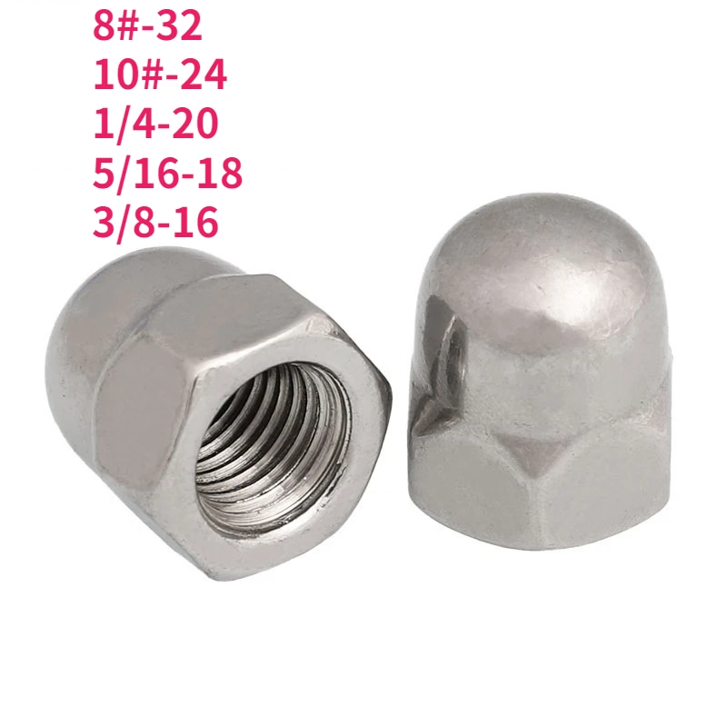 8#-32 10#-24 1/4-20 5/16-18 3/8-16 304 Stainless Steel American Standard Hex Acorn Cap Nut Decorative Cover Dome Cap Nuts