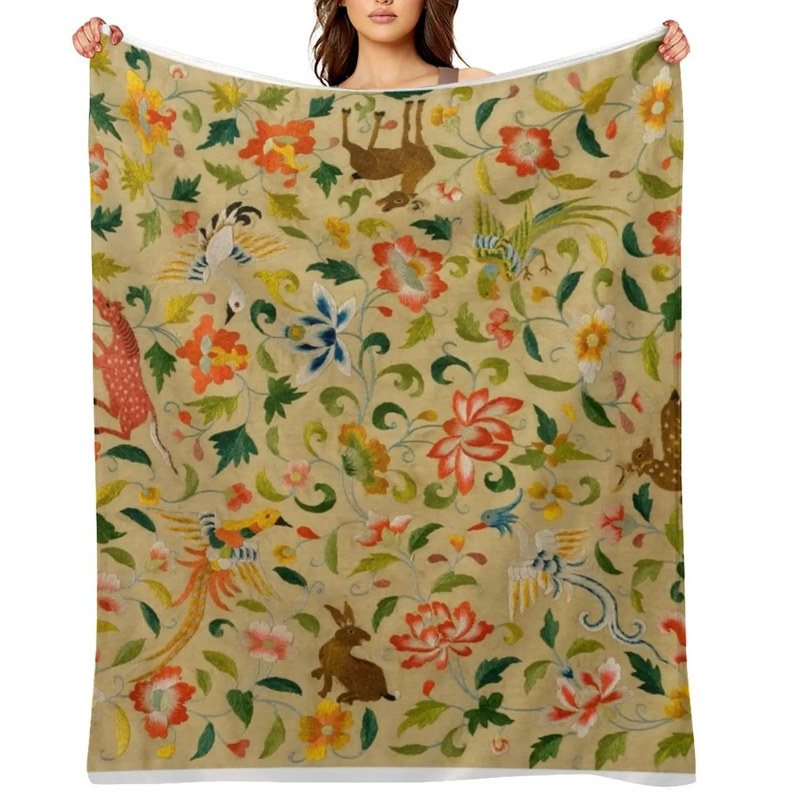 

vintage animal antique horse bird deer rabbit Throw Blanket For Decorative Sofa Beach Camping Flannel Fabric Blankets