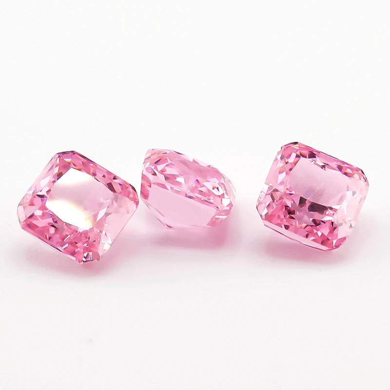 SHIQIER 02#Pink Square Octangle Radiant Crushed Ice Cut Cubic Zirconia Stone 5A 5x5mm Loose CZ Synthetic Gems For Jewelry Making