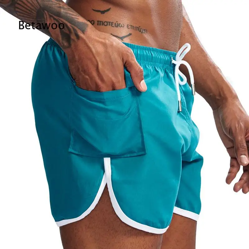 Men Drawstring Elastic Waist Shorts Contrast Trim Loose Swim Trunks for Summer Beach Surfing Vacation Outdoor Casual Wear