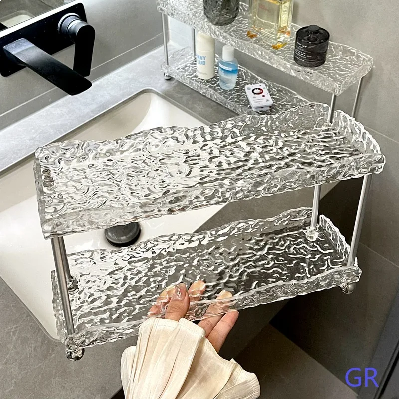 Bathroom Organizer Shelf Acrylic Countertop Cosmetic Storage Rack Washstand