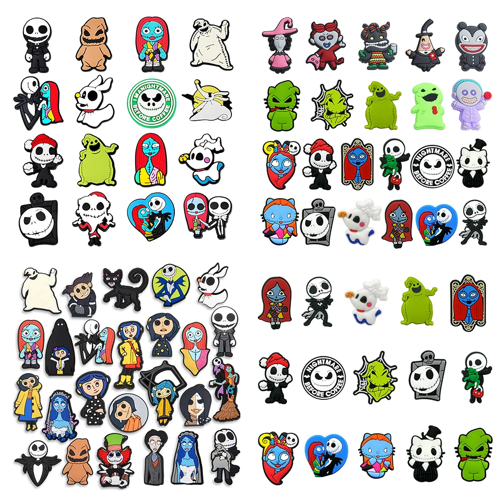 12-25 Stück Cartoon Schuh Charms Film Nightmare Before Christmas Schuhe Zubehör Dekoration Schädel Jack Shaped Clog Sandale Schnalle – Detail 2