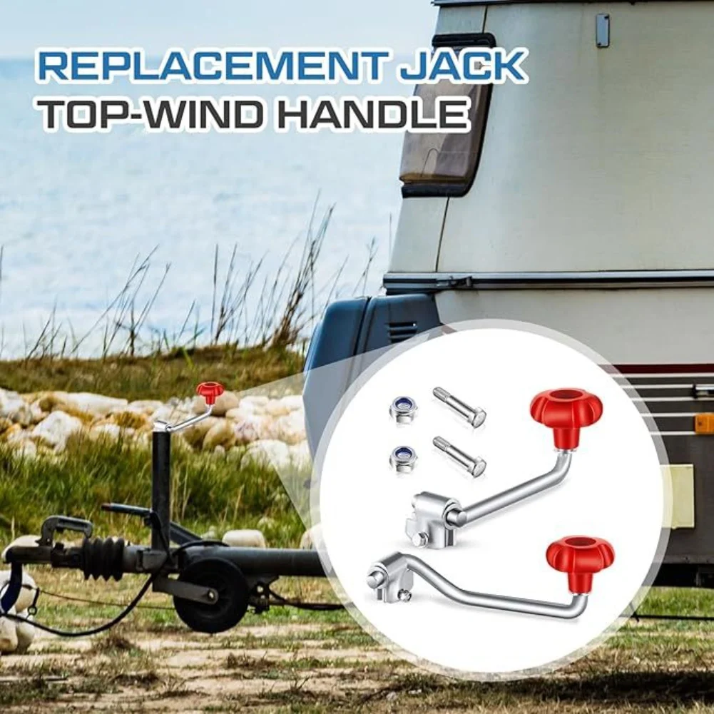 2 Pack Trailer Jack Handles Replacement Crank Set Fits Most 10 Inch Trailer Jacks with Soft Grip and Complete Kit