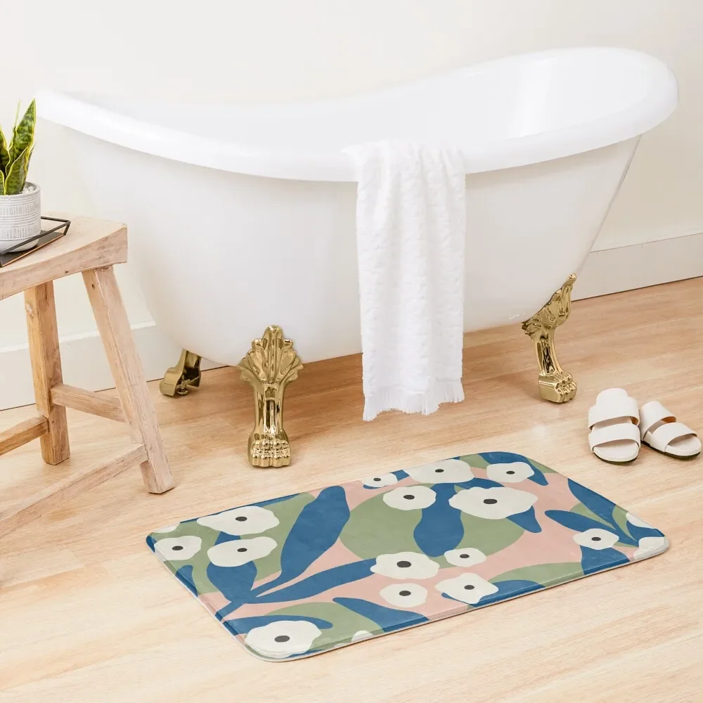 

Flower Market Tokyo, Colorful Retro Floral Print Bath Mat Non Slip Carpet Entrance Doormat Mat