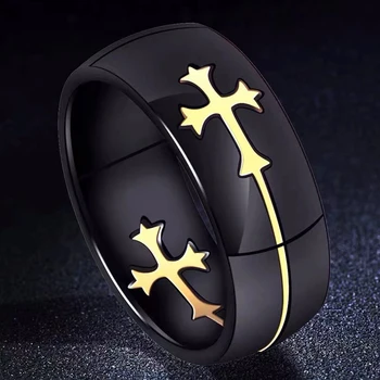 Bague croisée couleur or argent pour femmes et hommes, bague Cool en acier inoxydable noir, bijoux de charme décontractés, bague de mariage séparable