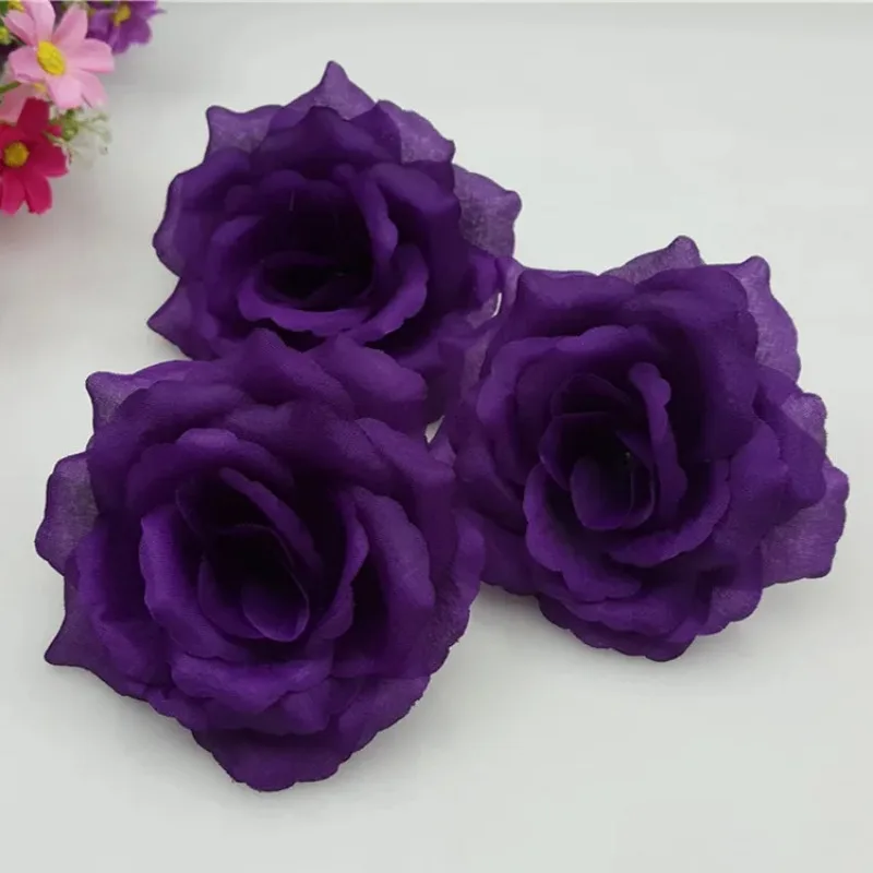 10PCS/Lot 10CM Silver&golden Artificial Rose Silk Flower Heads Decorative Flowers for Wedding Party Banquet Decoration Can Mix