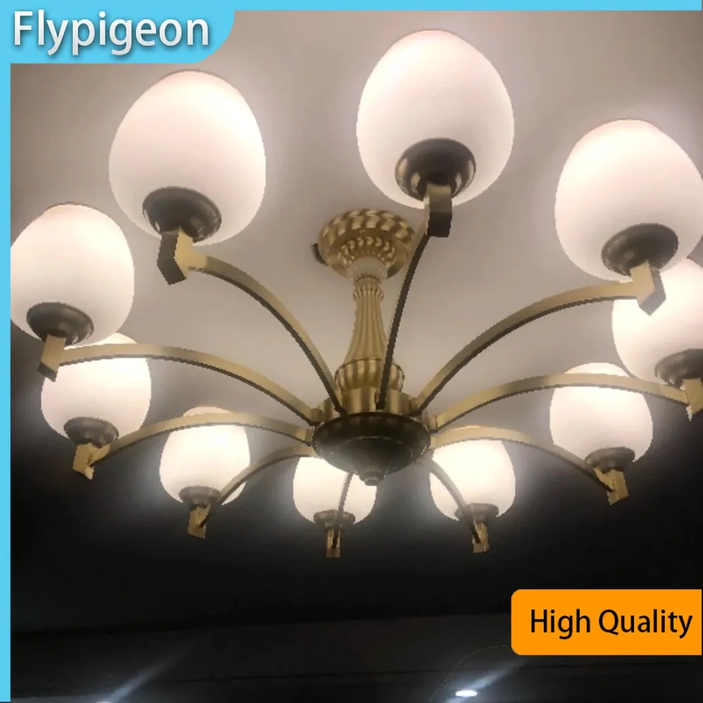 American Luxury Brass LED Pendant Light High End Creative Retro Chandelier for Living Room Bedroom Hotel Indoor Lighting Decor