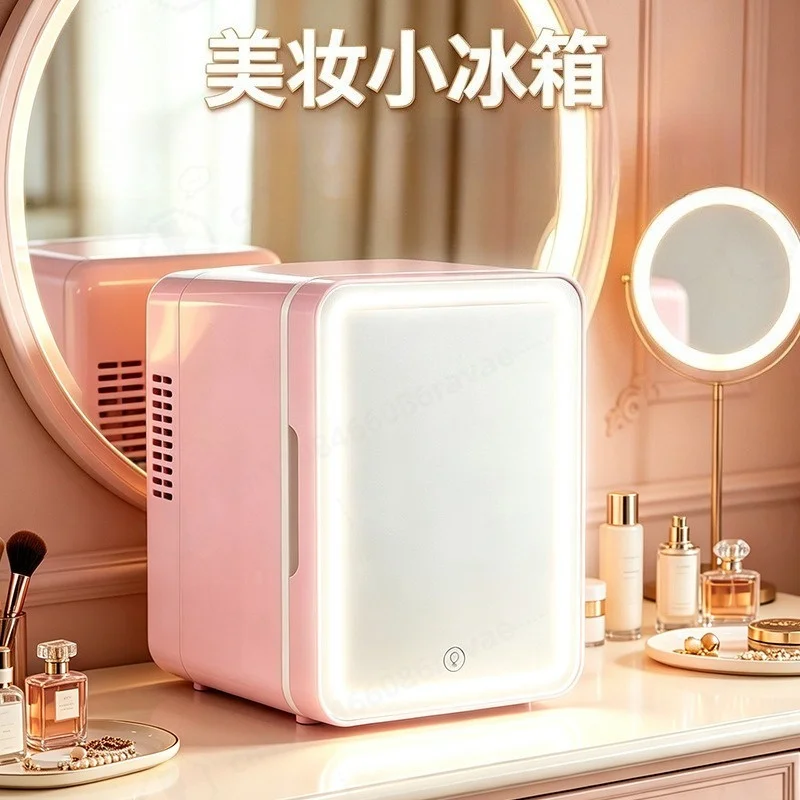 New 4L LED Mirror Mini Cosmetic Fridge, Portable Beauty Car Refrigerator for Makeup Skincare Cold Storage