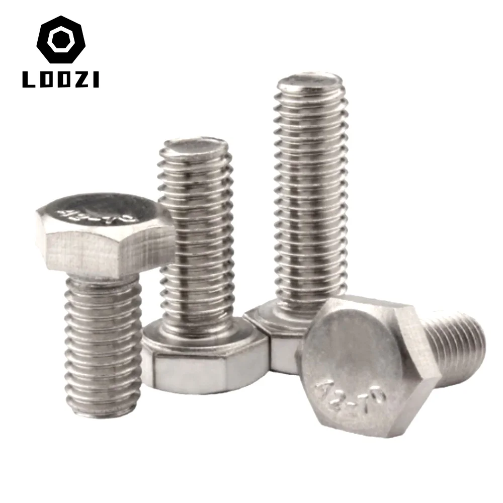 2/5/10/20pcs M3 M4 M5 M6 M8 M10 M12 DIN933 304 Stainless Steel Hexagon Head Bolt Full Thread External Hex Hexagon Head Screws