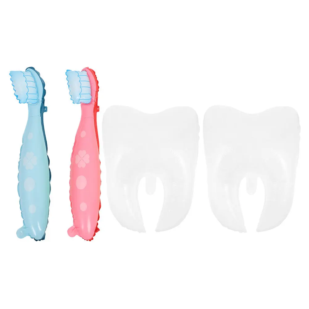 

4pcs Tooth Shaped Balloons Large Inflatable Toothbrush Design Dentist Themed Party Decorations Easter Shower Graduation