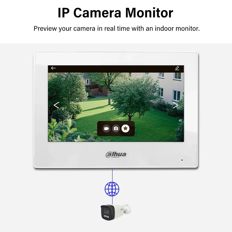 Dahua PoE Indoor Monitor 7 Inch Video Intercom Screen Home IP Camera Monitor System APP Two-way Talk Digital SIP P2P VTH2621GW-P