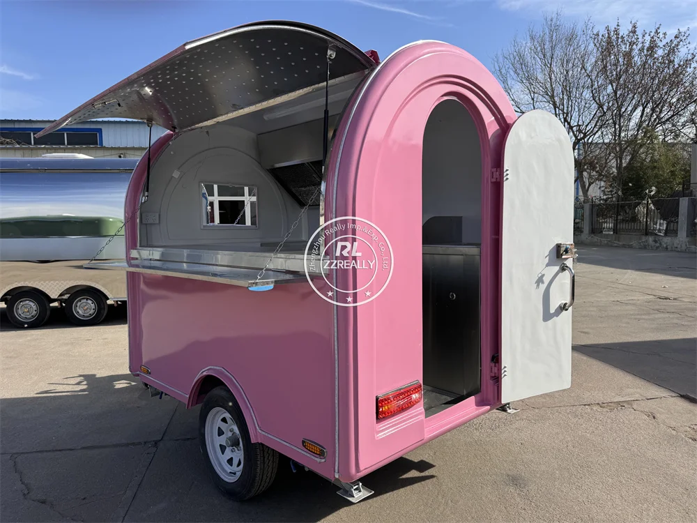 Street Multifunctional Mobile Coffee Ice Cream Cart Food Trailer Fully Equipped Mobile Kitchen Food Truck For Sale - Image 2