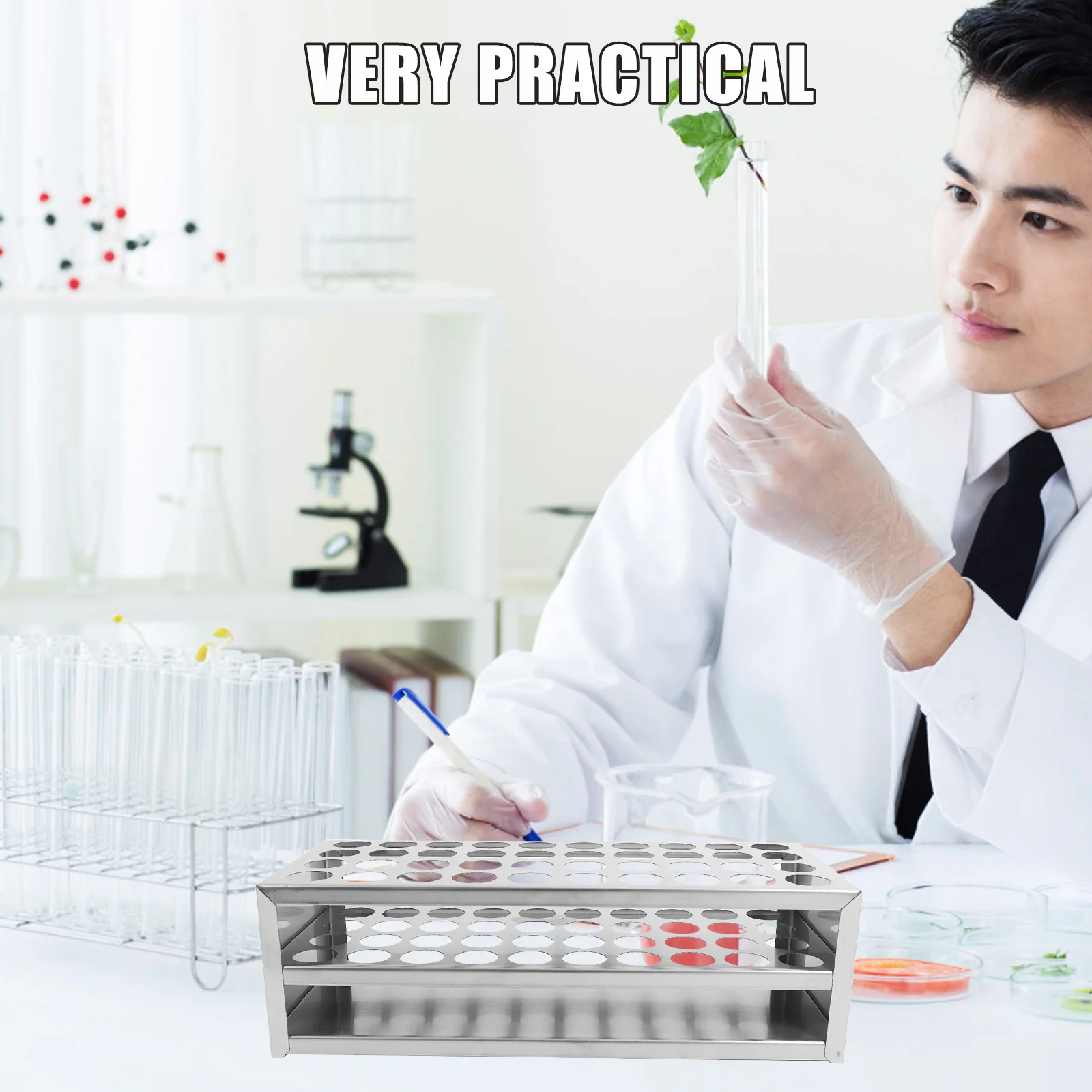 

40 Hole Test Tube Organizer Tube Stand Versatile Portable Design Sturdy Lab Equipment Test Tubes Rack