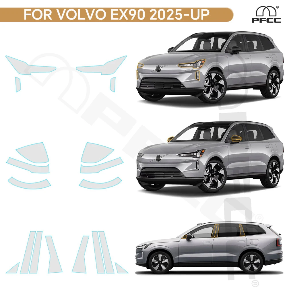 

For Volvo EX90 2025 Headlight Rearview Film B C Pillar TPU Protection Film Pre-cut PPF Clear Bra Anti-scratch Resistant Cover