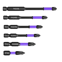 Chave de fenda transversal da cabeça do lote magnético, dureza impacto broca, Bits de chave de fenda antiderrapante, PH2, 25mm, 50mm, 65mm, 70mm, 90mm, 150mm, 1Pc