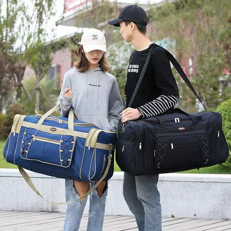 Bag Travel Bag Large Capacity Moving Men and Women Travel Waterproof Duffle Bag Canvas Thickened