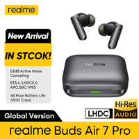 Global version Realme Buds Air 7 Pro TWS Earphones 52dB Active Noise Cancellation 11mm Woofer 6mm Tweeter LHDC 5.0 Bluetooth 5.4