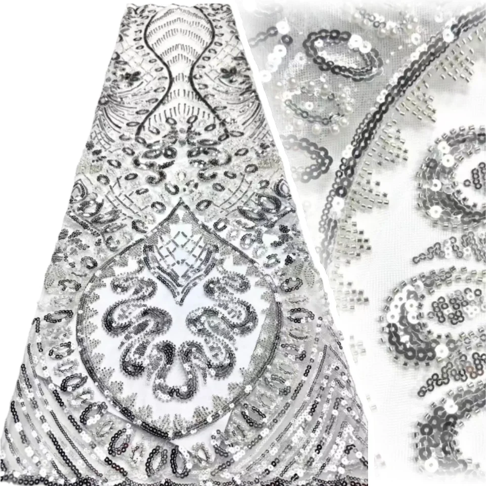 

Роскошная нигерийская кружевная ткань с блестками, 2021, высокое качество, африканская кружевная ткань с бусинами, французская французская ткань для женщин, свадебные платья CC1675