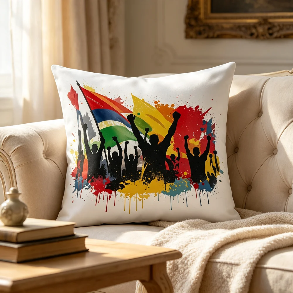 1PC Throw Pillow Cover,Colorful Ink Splash Crowd Print,Abstract Art Style,For Sofa Bedroom Couch Home Decor