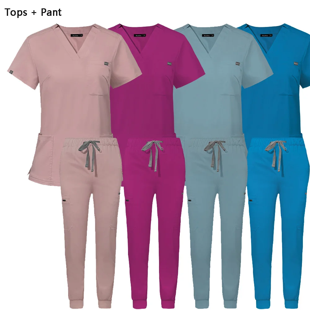 Women Scrubs Sets Nurse Accessories Medical Uniform Slim Fit Hospital Dental Clinical Workwear Clothing Surgical Overall Suits