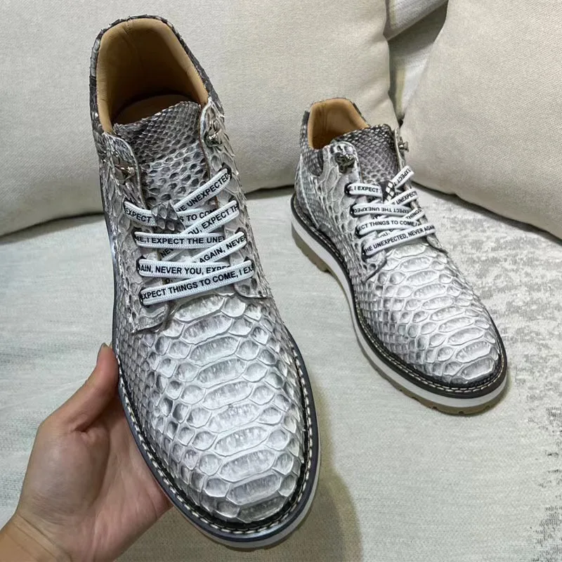 BATMO 2024 new arrival Fashion Snake skin causal shoes men,male Genuine leather sneakers pdd475