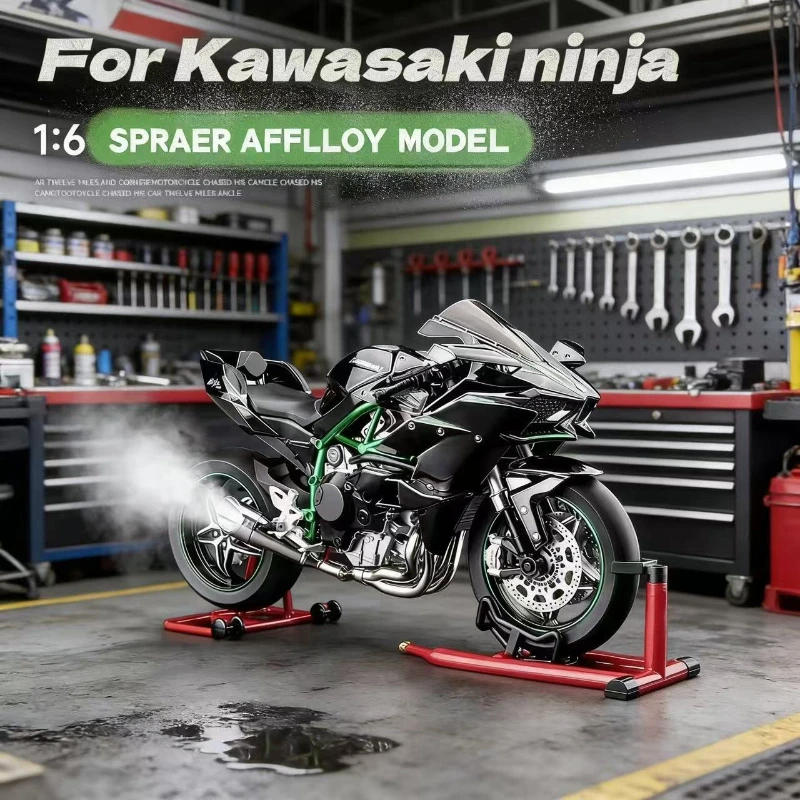

ДЛЯ Kawasaki Ninja H2R 1:6 Литая под давлением модель мото из спрей-сплава - Реалистичная коллекционная модель дисплея, звук и свет, подарок для мальчиков 1