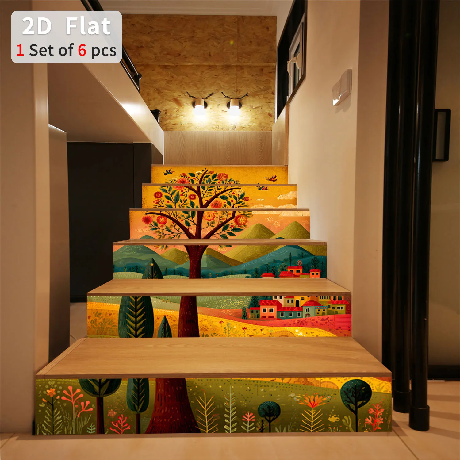 Self Adhesive Stair Sticker Living Room DIY Decor Home Waterproof PVC Makeover Wall Sticker Creative Style Peel and Stick Decal
