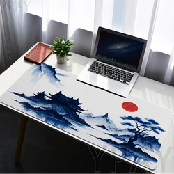 Grand tapis de souris avec peinture à l'encre de Chine, tapis de bureau, tapis de jeu, sous-clavier en caoutchouc, polymères, média, grand ordinateur, bureau