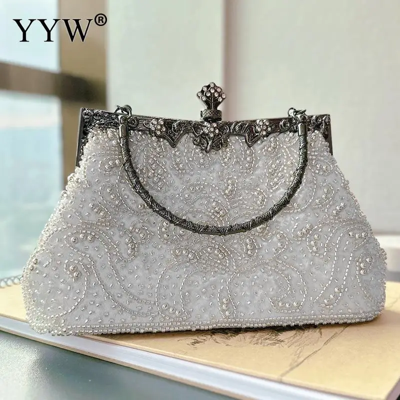 вечерняя сумка New Vintage Beaded Evening Bag Embroidered Bag Diamond Sequined Clutch Hand Bag Bride Bag Beading Female Handbags