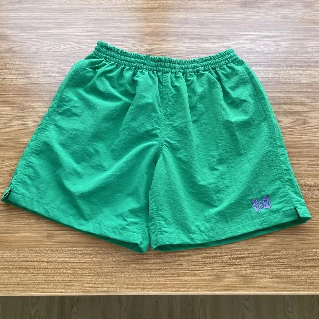 Benodigdheden AW vlinder geborduurd paar, retro losse rechte strand casual sneldrogende shorts, ultradun