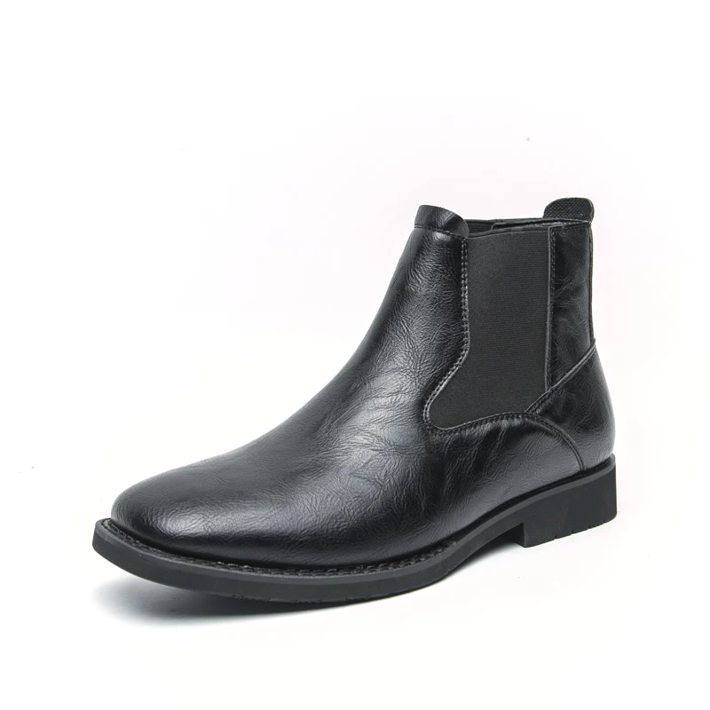 Winter Mens High Top Leather Shoes Warm Comfortable Casual Boots Anti Slip Durable Outdoor Footwear for Cold Weather