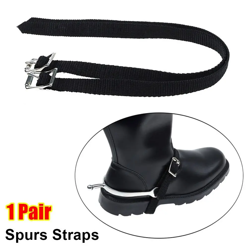 

1Pair with Alloy Buckle Spurs Straps Adjustable Western British Boot Strap Thickened Metal Equestrian Accessories Equipment