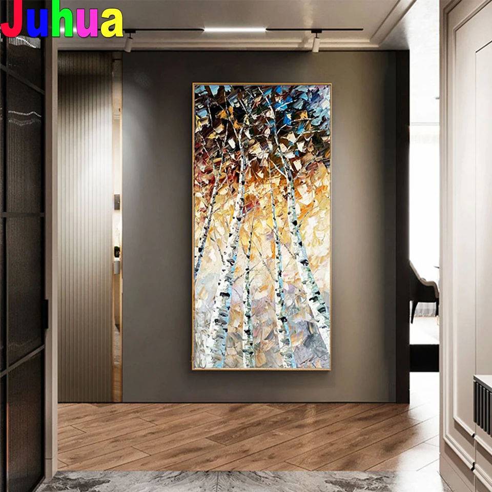 

Diamond Art Birch Trees Diamond embroidery full drill square round diamond painting cross stitch Landscape Corridor Porch Decor