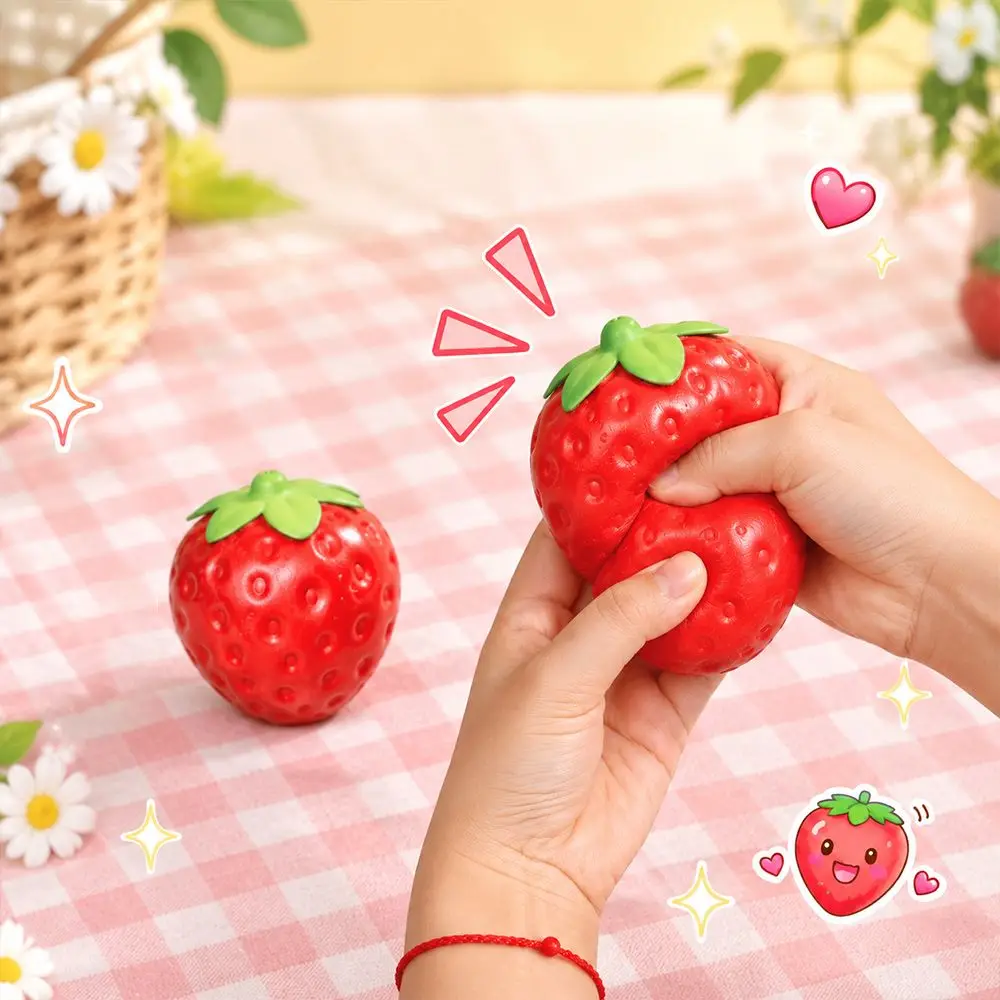 Reusable​​ Fruit Shape Strawberry Squeeze Ball Big Soft Stress Relief Toy Funny Anti-stress Squeeze for Adults & ​​