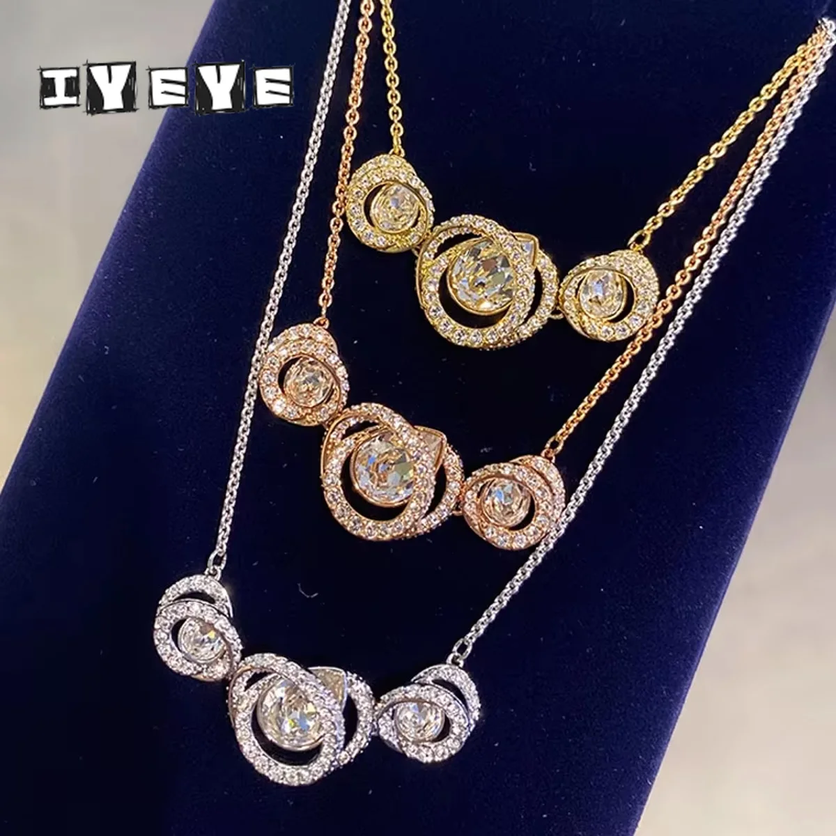 

Original High Quality Fine Jewelry Sets Charming Silver Gold Geometric Crystal Fashion Necklace Earrings Romantic Gift for Women