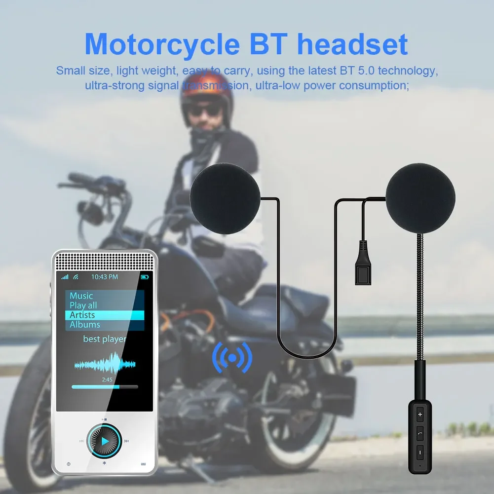 Bluetooth-Compatible 5.0 Motorcycle Helmet Headset with Mic Motorbike Helmet Earphone Handsfree Call Helmet Headphone for Riding