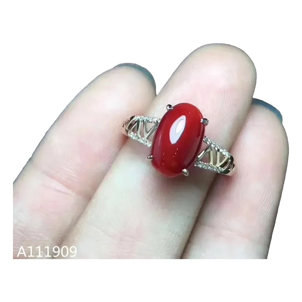 KJJEAXCMY boutique jewelry 925 sterling silver inlaid Natural red coral Ring Women's Fine Ring Support detection beautiful Retro
