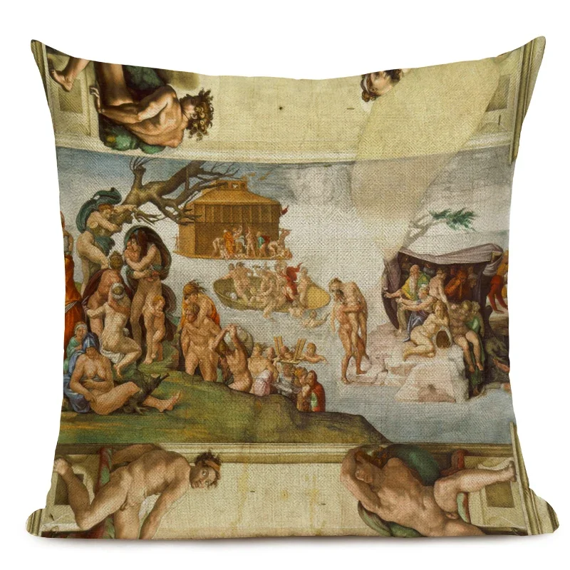 Michelangelo Famous Oil Painting Print Throw Pillow Case Italian Mural Decoration Pillowcase Sofa Cushion Cover - Image 3