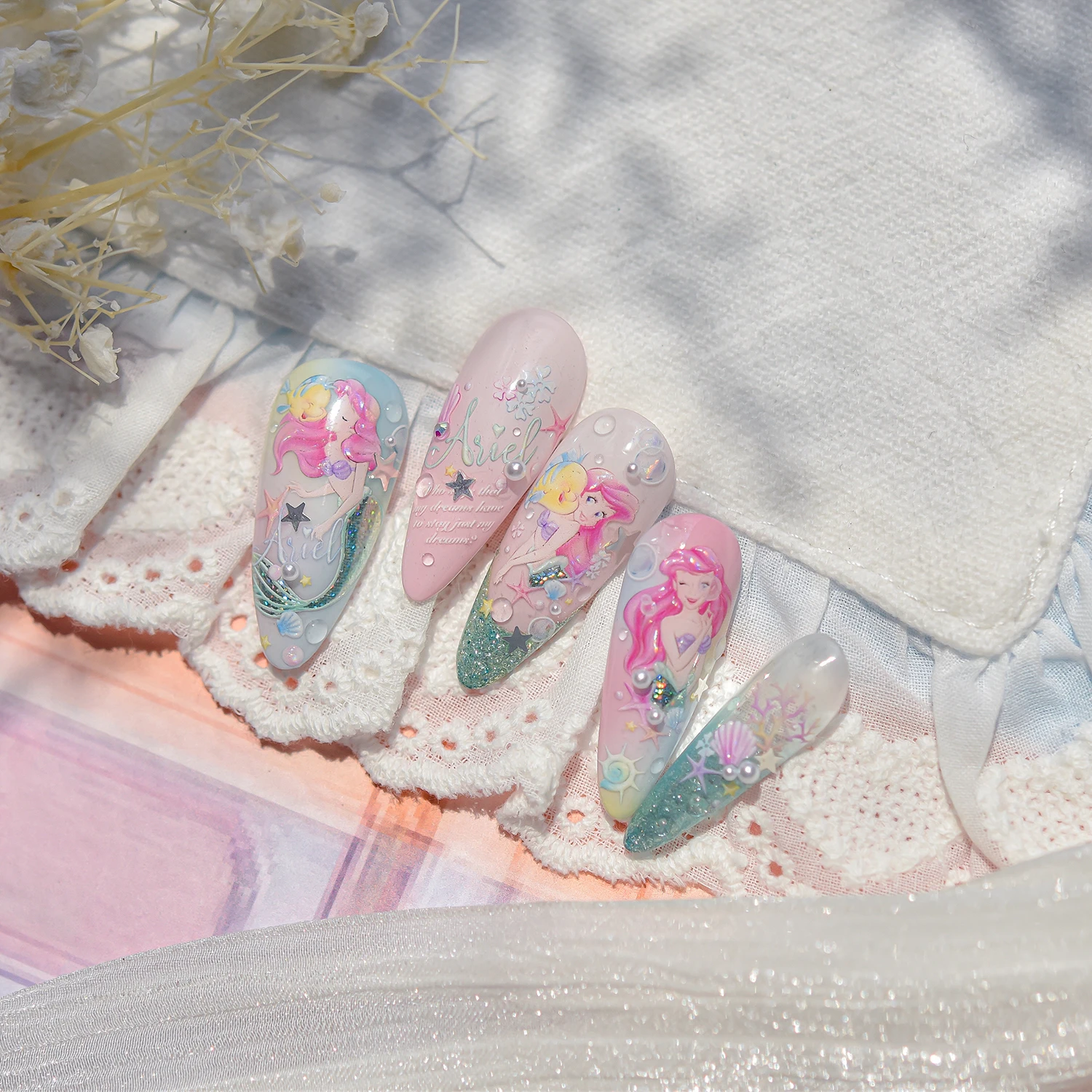 Classici cartoni animati Disney Character Series Adesivi per unghie Adesivi Principessa Topolino Stitch 5D Decorazioni per nail art