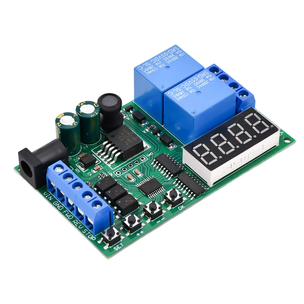 IO53A02 DC 5-24V Cycle Delay Relay Module 0.1s-999min Adjustable Time Control Switch Motor Forward Reverse Controller Time Relay