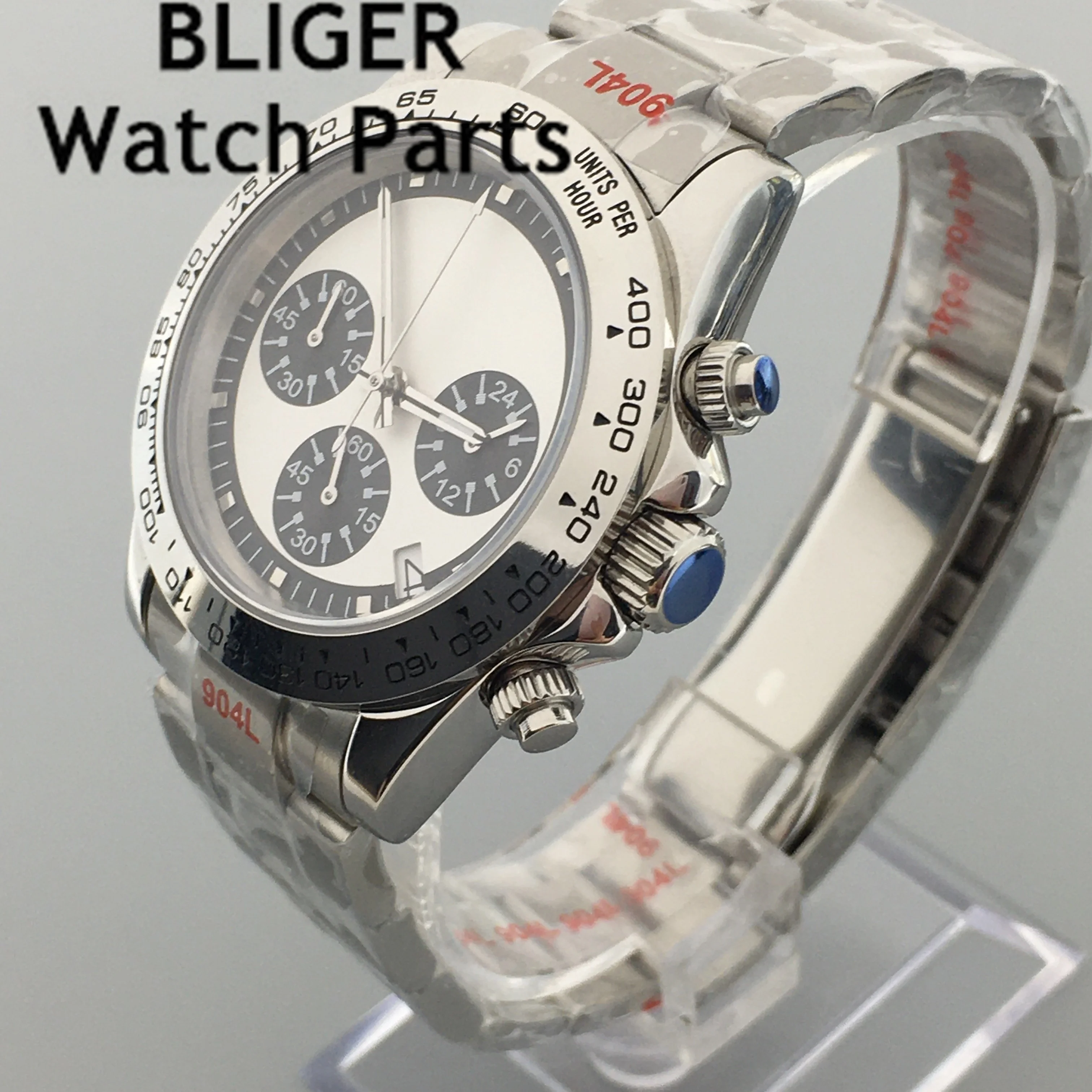 BLIGER Luxury Fashion Rose Gold 39mm Quartz Chronograph Men Watch VK63 Movement Sapphire Crystal White Dial Reloj