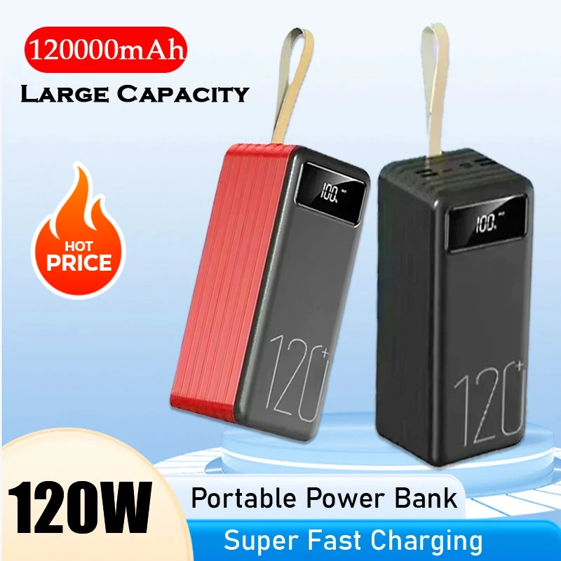 

New 120000mAh Large Capacity Portable Charger 120W Ultra-Fast Charging External Battery Power Bank for IPhone Huawei Power Bank