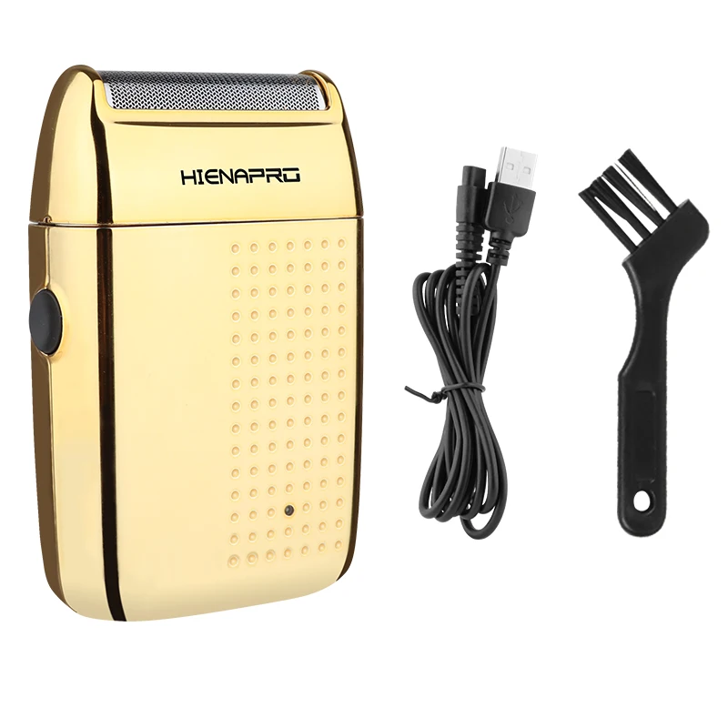 

Электробритва HIENAPRO для мужчин, портативная, с USB-зарядкой, сменная сетчатая головка, роскошный золотой триммер для бороды, для путешествий